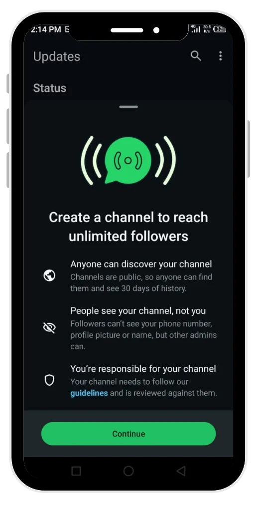 Create your own channel on GB WhatsApp